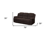 79" Brown Chenille Reclining Sofa With Black Legs - Homeroots - Flyclothing LLC