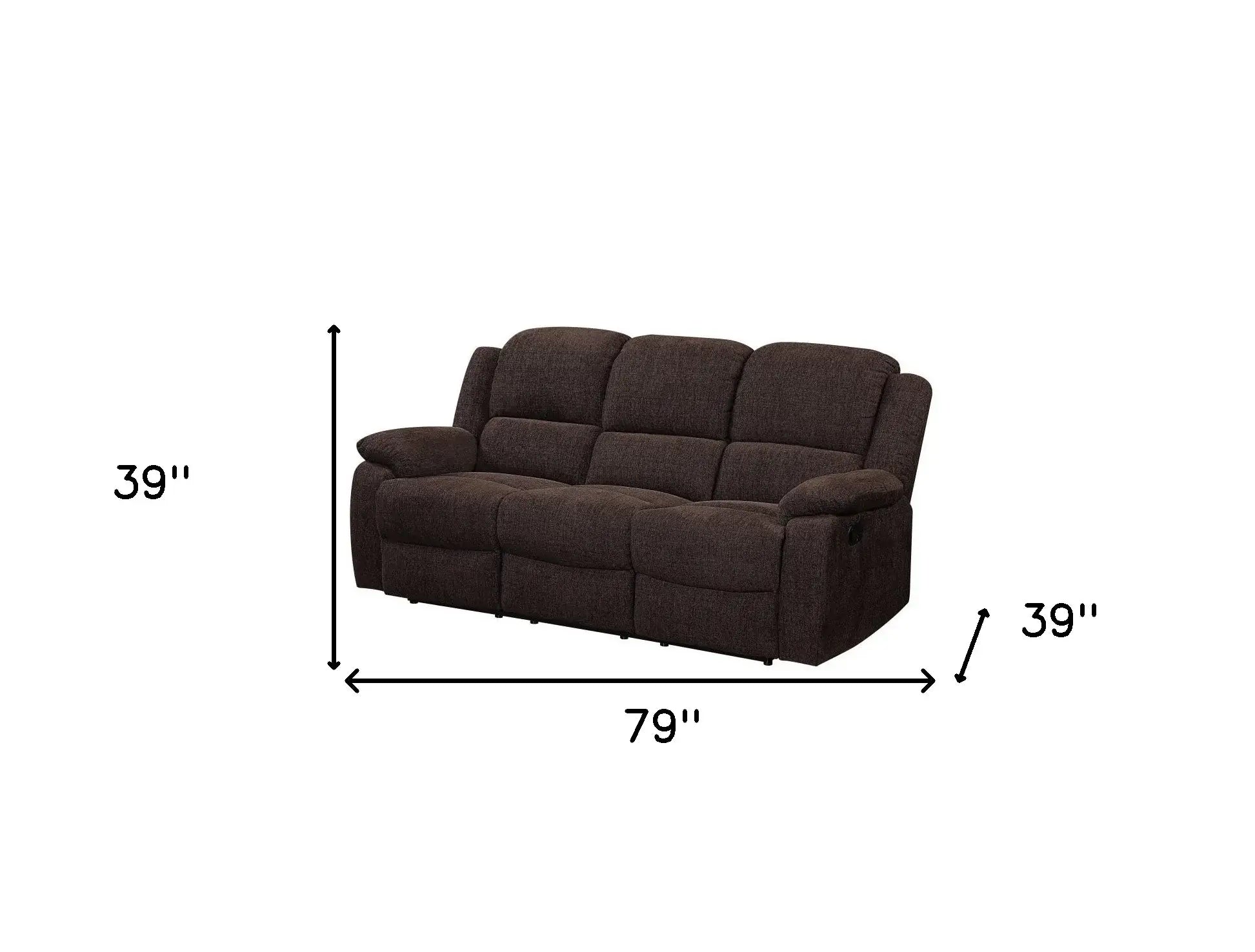 79" Brown Chenille Reclining Sofa With Black Legs - Homeroots - Flyclothing LLC