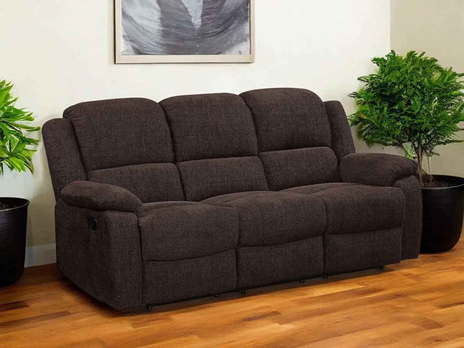 79" Brown Chenille Reclining Sofa With Black Legs - Homeroots - Flyclothing LLC