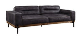 96" Ebony Top Grain Leather Sofa With Black Legs - Homeroots - Flyclothing LLC