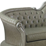 113" Bone Faux Leather Sofa And Toss Pillows With White Legs - Homeroots - Flyclothing LLC
