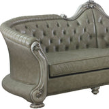 113" Bone Faux Leather Sofa And Toss Pillows With White Legs - Homeroots - Flyclothing LLC