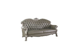 96" Bone Faux Leather Sofa And Toss Pillows With White Legs - Homeroots - Flyclothing LLC