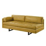74" Mustard Top Grain Leather Sofa With Black Legs - Homeroots - Flyclothing LLC