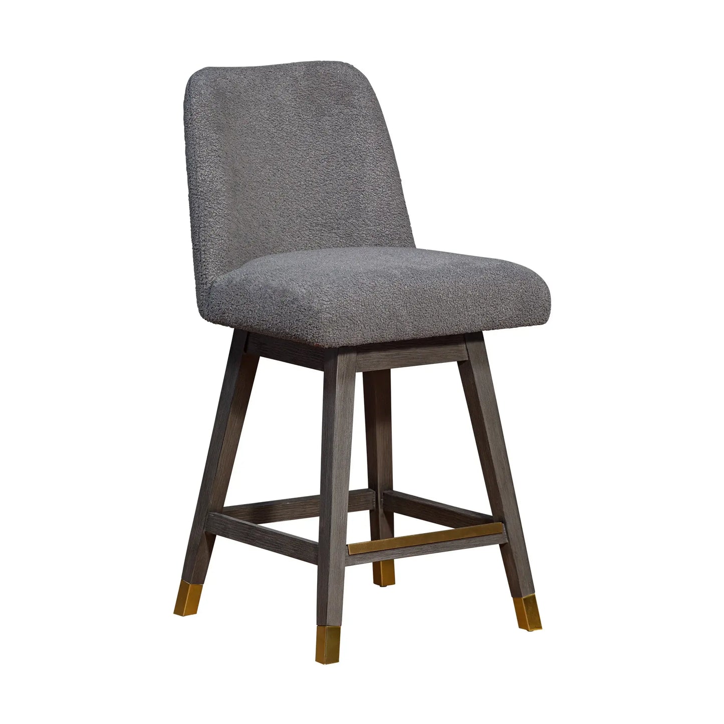 26" Gray Solid Wood Swivel Bar Height Bar Chair - Homeroots - Flyclothing LLC