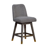 26" Gray Solid Wood Swivel Bar Height Bar Chair - Homeroots - Flyclothing LLC