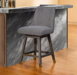 26" Gray Solid Wood Swivel Bar Height Bar Chair - Homeroots - Flyclothing LLC