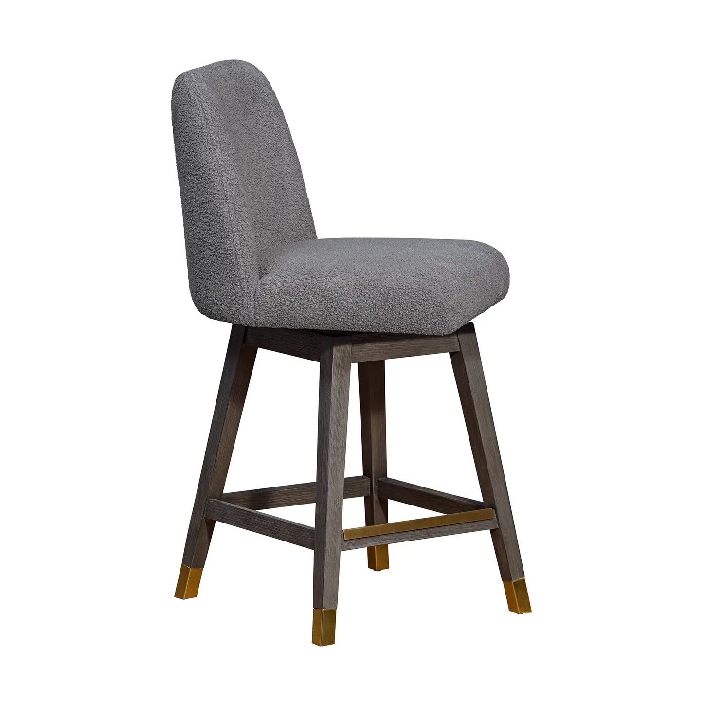 26" Gray Solid Wood Swivel Bar Height Bar Chair - Homeroots - Flyclothing LLC