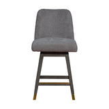26" Gray Solid Wood Swivel Bar Height Bar Chair - Homeroots - Flyclothing LLC
