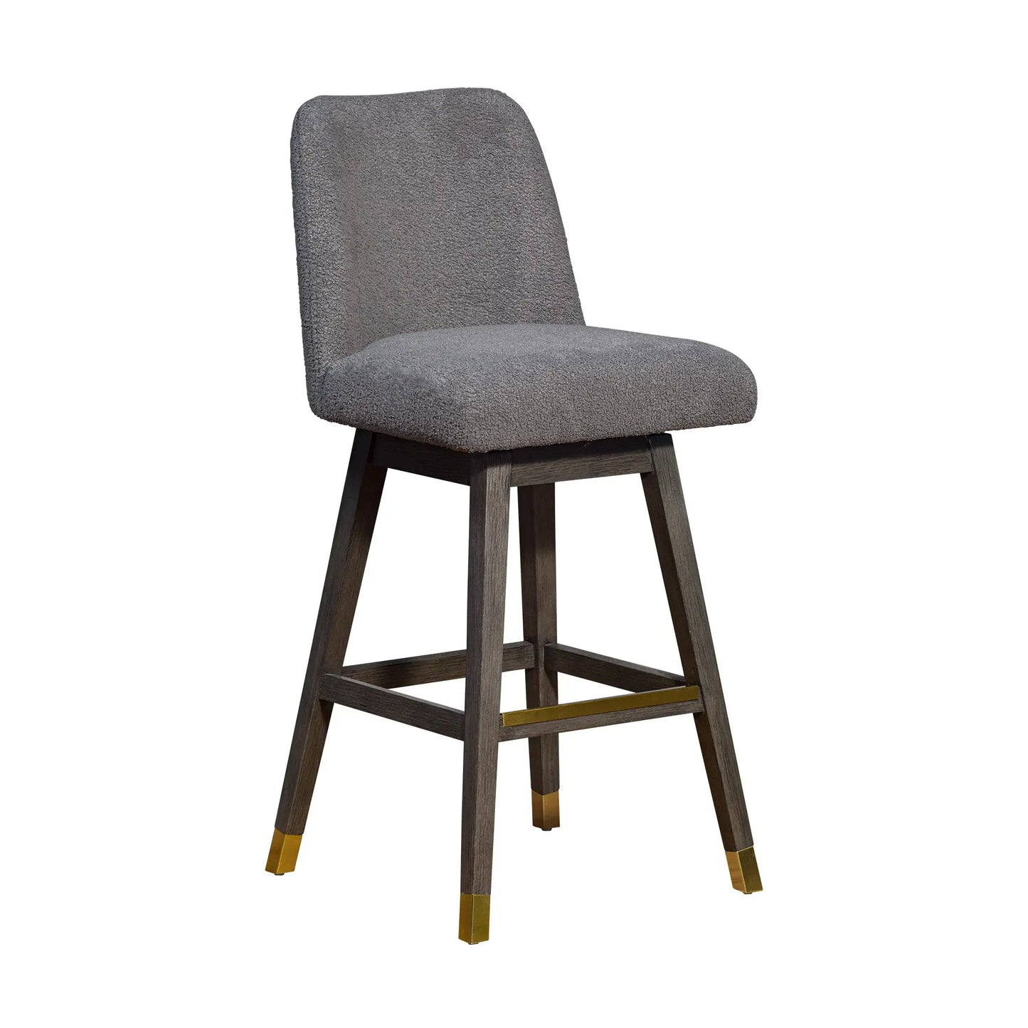 30" Gray Upholstered And Solid Wood Swivel Bar Height Bar Chair - Homeroots - Flyclothing LLC