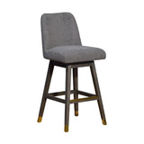 30" Gray Upholstered And Solid Wood Swivel Bar Height Bar Chair - Homeroots - Flyclothing LLC
