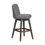 30" Gray Upholstered And Solid Wood Swivel Bar Height Bar Chair - Homeroots - Flyclothing LLC