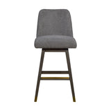30" Gray Upholstered And Solid Wood Swivel Bar Height Bar Chair - Homeroots - Flyclothing LLC