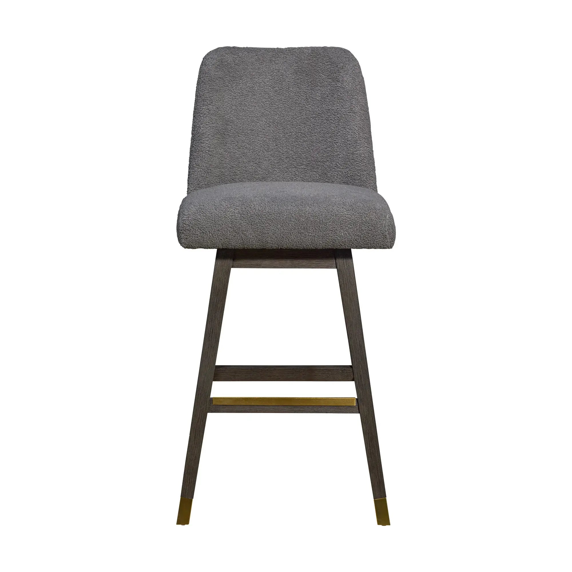 30" Gray Upholstered And Solid Wood Swivel Bar Height Bar Chair - Homeroots - Flyclothing LLC