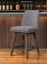 26" Taupe And Gray Upholstered And Solid Wood Swivel Counter Height Bar Chair - Homeroots - Flyclothing LLC