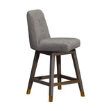 26" Taupe And Gray Upholstered And Solid Wood Swivel Counter Height Bar Chair - Homeroots - Flyclothing LLC