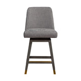 26" Taupe And Gray Upholstered And Solid Wood Swivel Counter Height Bar Chair - Homeroots - Flyclothing LLC