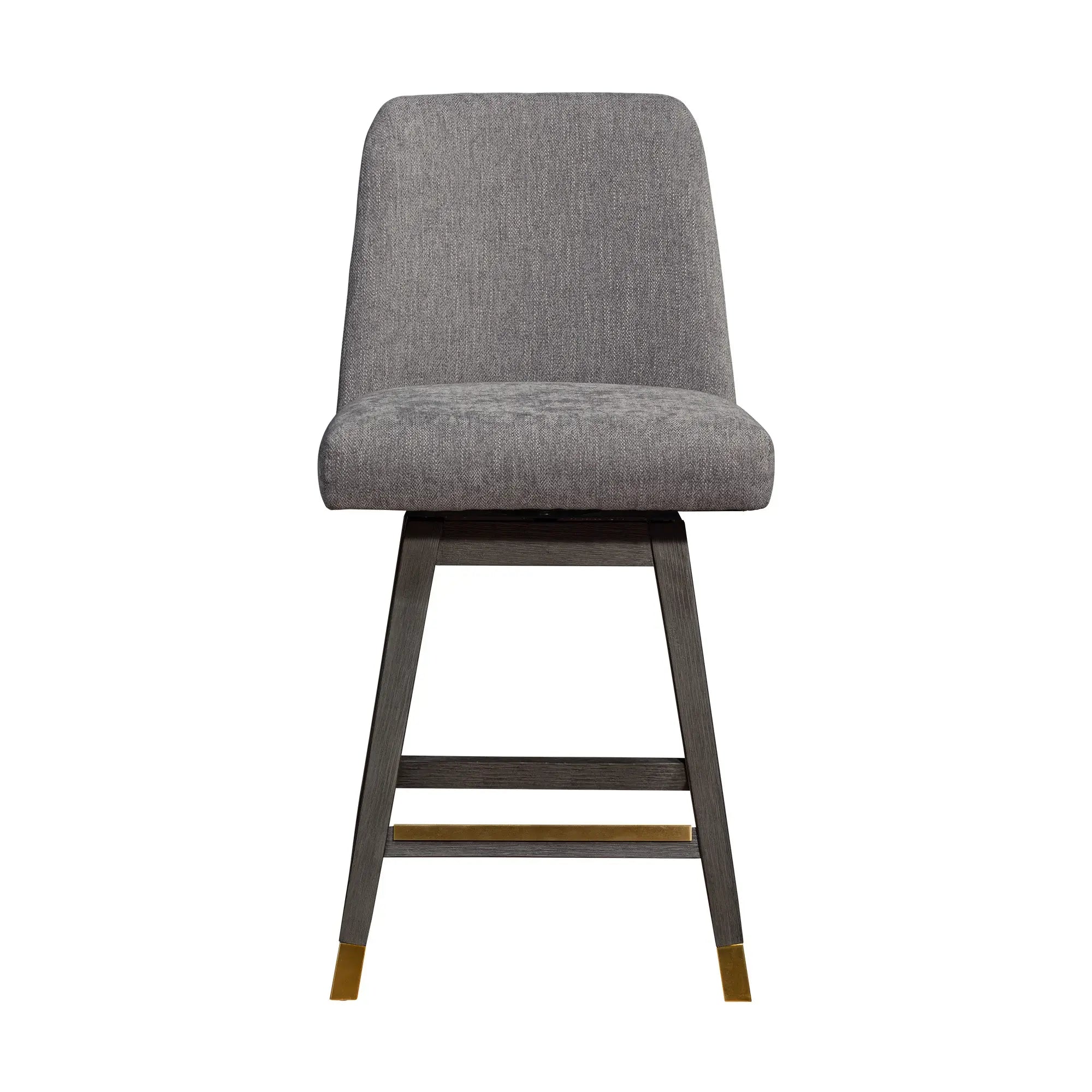 26" Taupe And Gray Upholstered And Solid Wood Swivel Counter Height Bar Chair - Homeroots - Flyclothing LLC