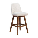 Beige And Brown Solid Wood Swivel Bar Height Bar Chair - Homeroots - Flyclothing LLC