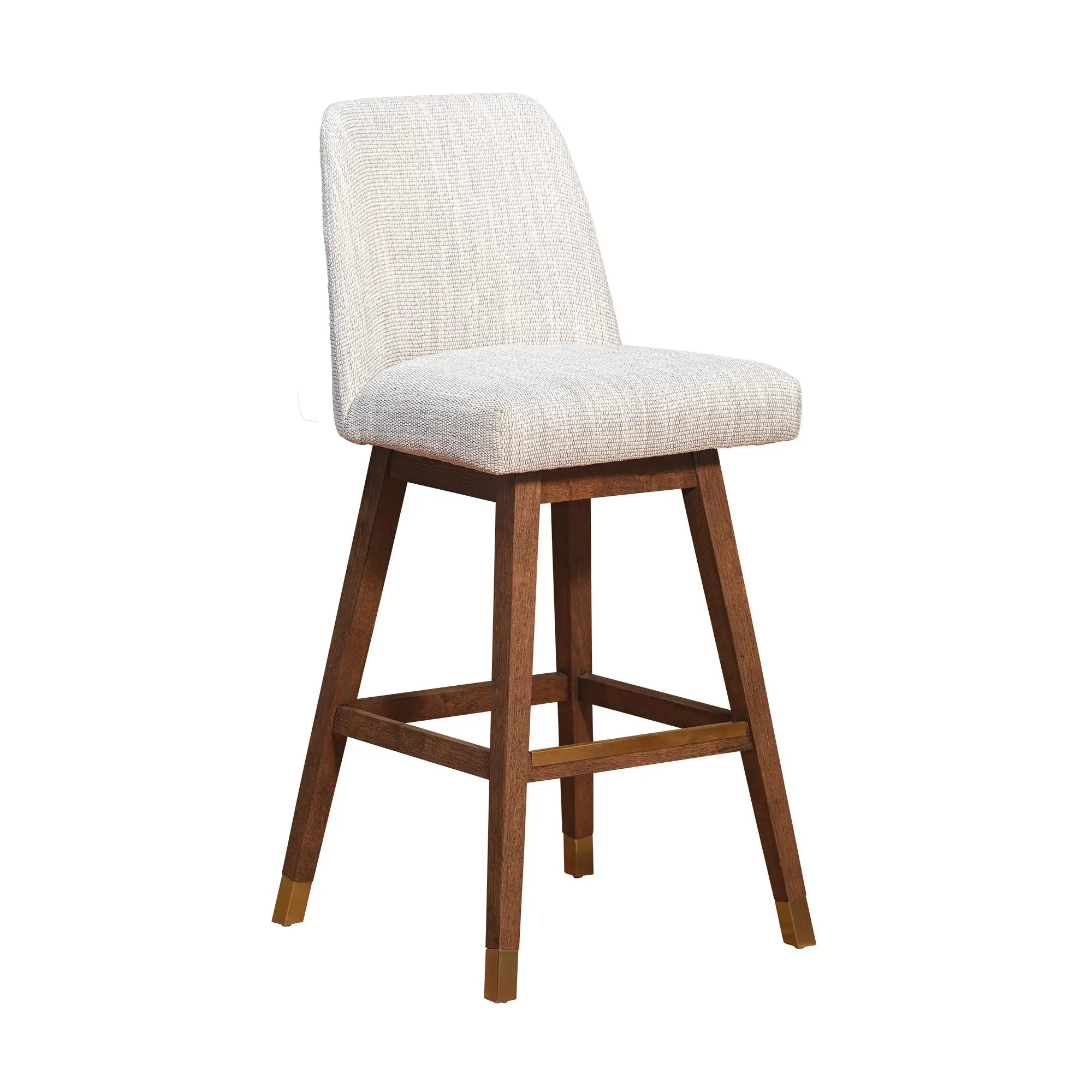 Beige And Brown Solid Wood Swivel Bar Height Bar Chair - Homeroots - Flyclothing LLC