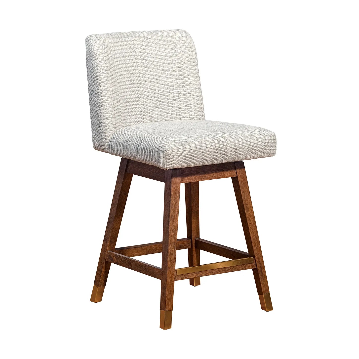 26" Beige And Brown Solid Wood Swivel Bar Height Bar Chair - Homeroots - Flyclothing LLC