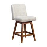 26" Beige And Brown Solid Wood Swivel Bar Height Bar Chair - Homeroots - Flyclothing LLC