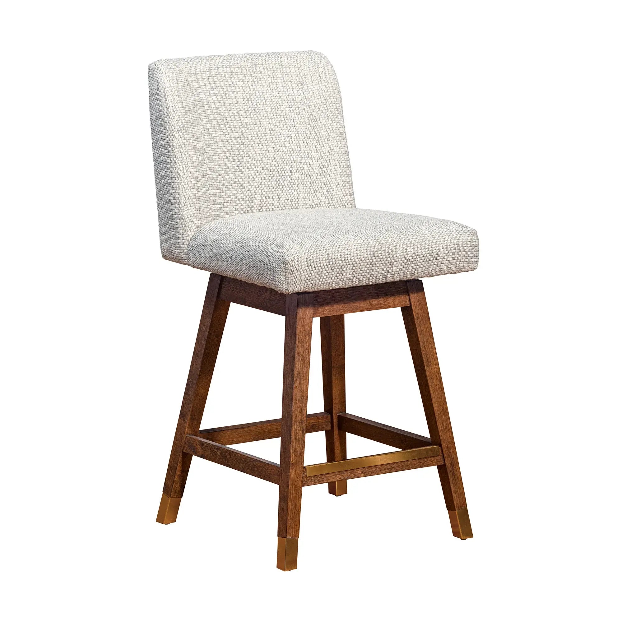 26" Beige And Brown Solid Wood Swivel Bar Height Bar Chair - Homeroots - Flyclothing LLC