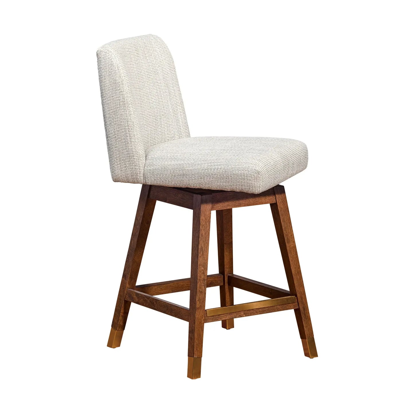 26" Beige And Brown Solid Wood Swivel Bar Height Bar Chair - Homeroots - Flyclothing LLC