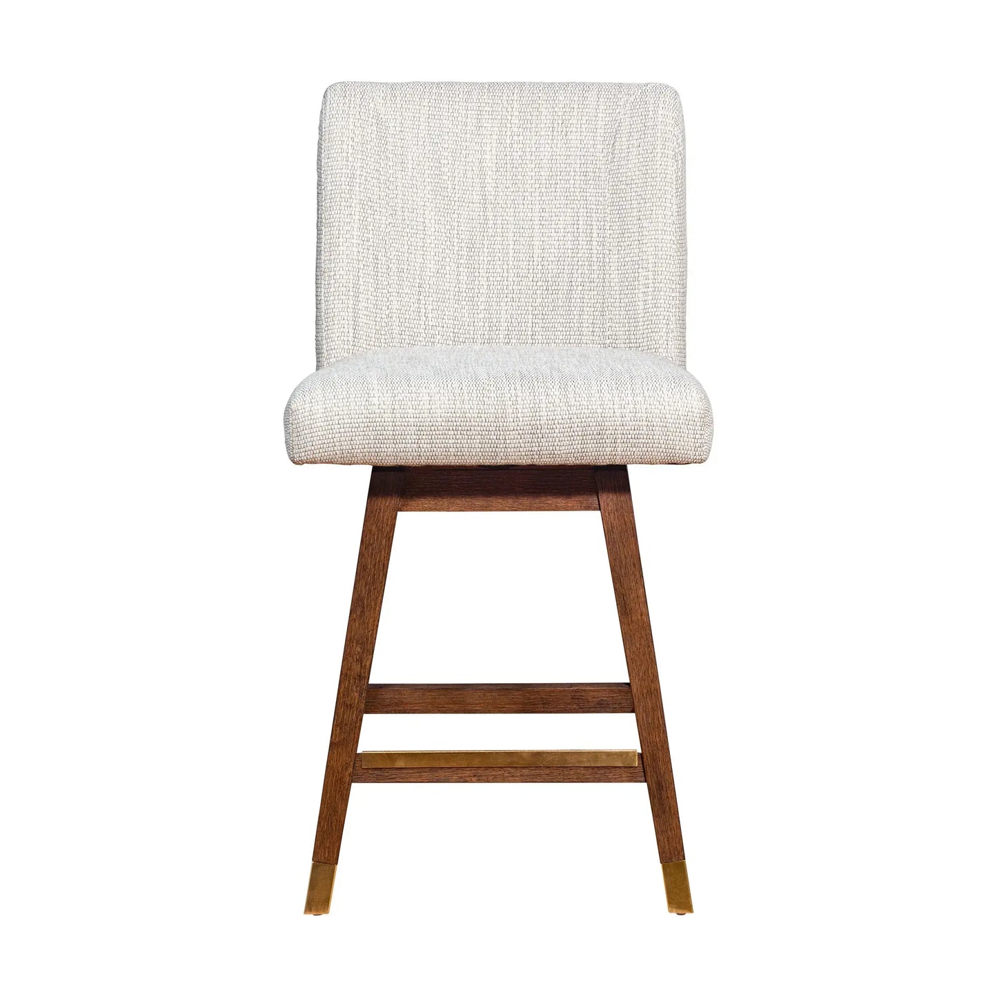 26" Beige And Brown Solid Wood Swivel Bar Height Bar Chair - Homeroots - Flyclothing LLC