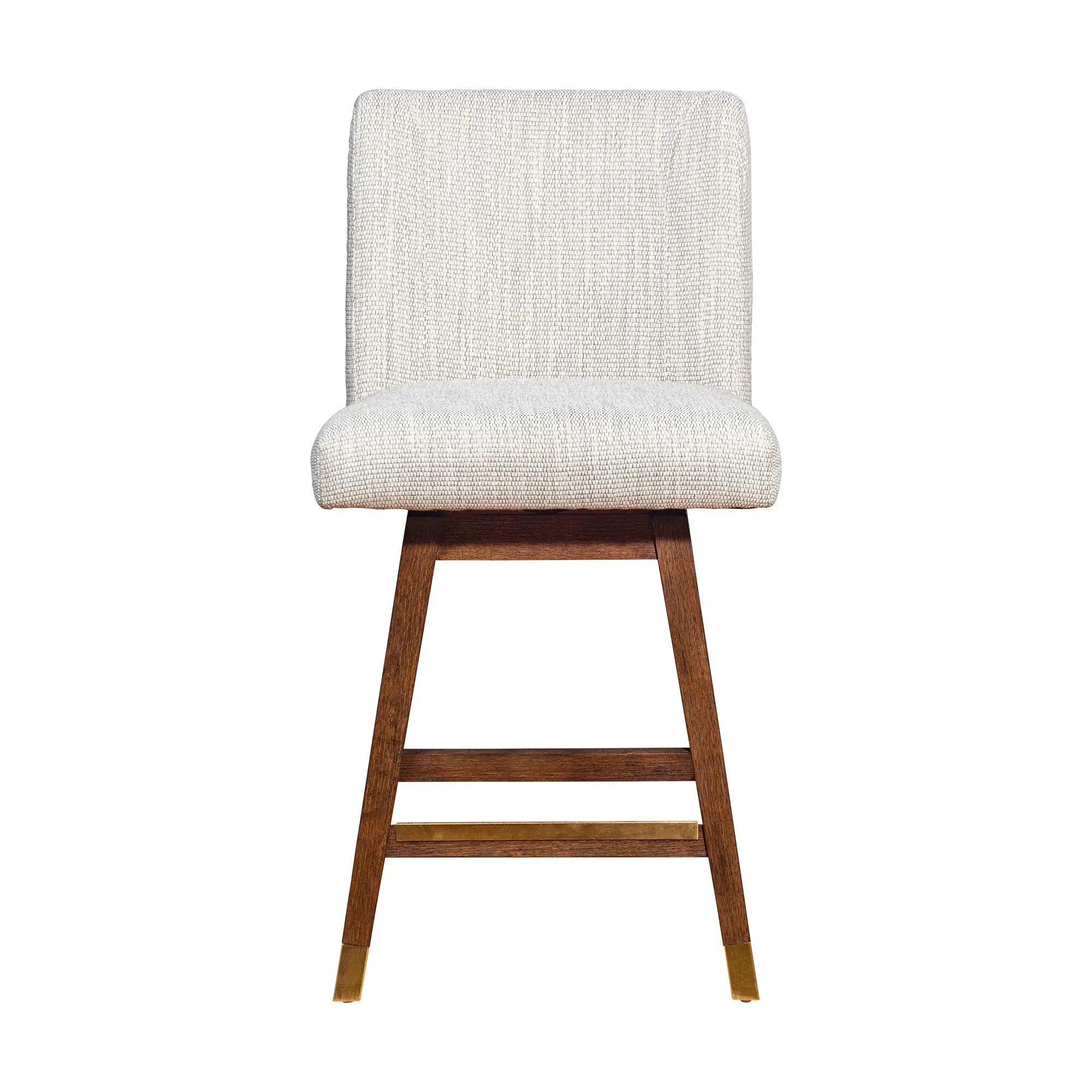 26" Beige And Brown Solid Wood Swivel Bar Height Bar Chair - Homeroots - Flyclothing LLC