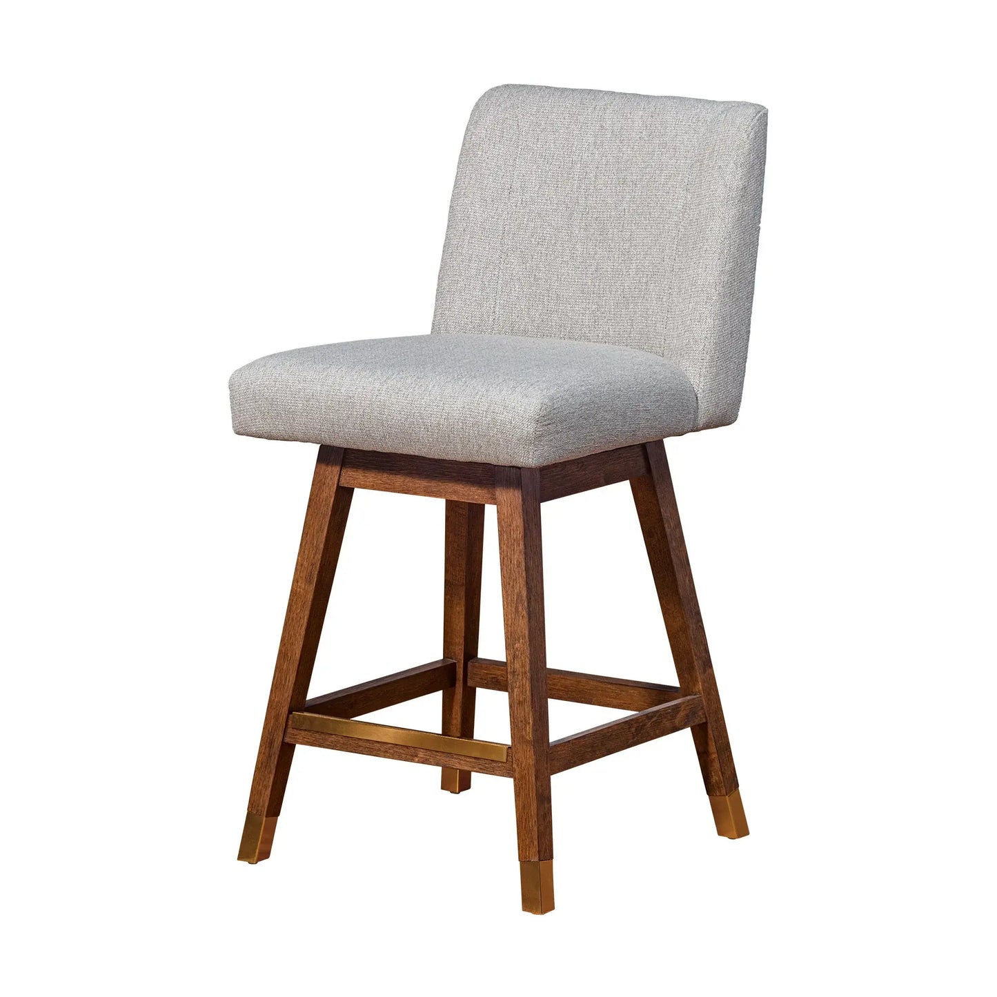 26" Taupe And Brown Solid Wood Swivel Counter Height Bar Chair - Homeroots - Flyclothing LLC