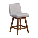 26" Taupe And Brown Solid Wood Swivel Counter Height Bar Chair - Homeroots - Flyclothing LLC
