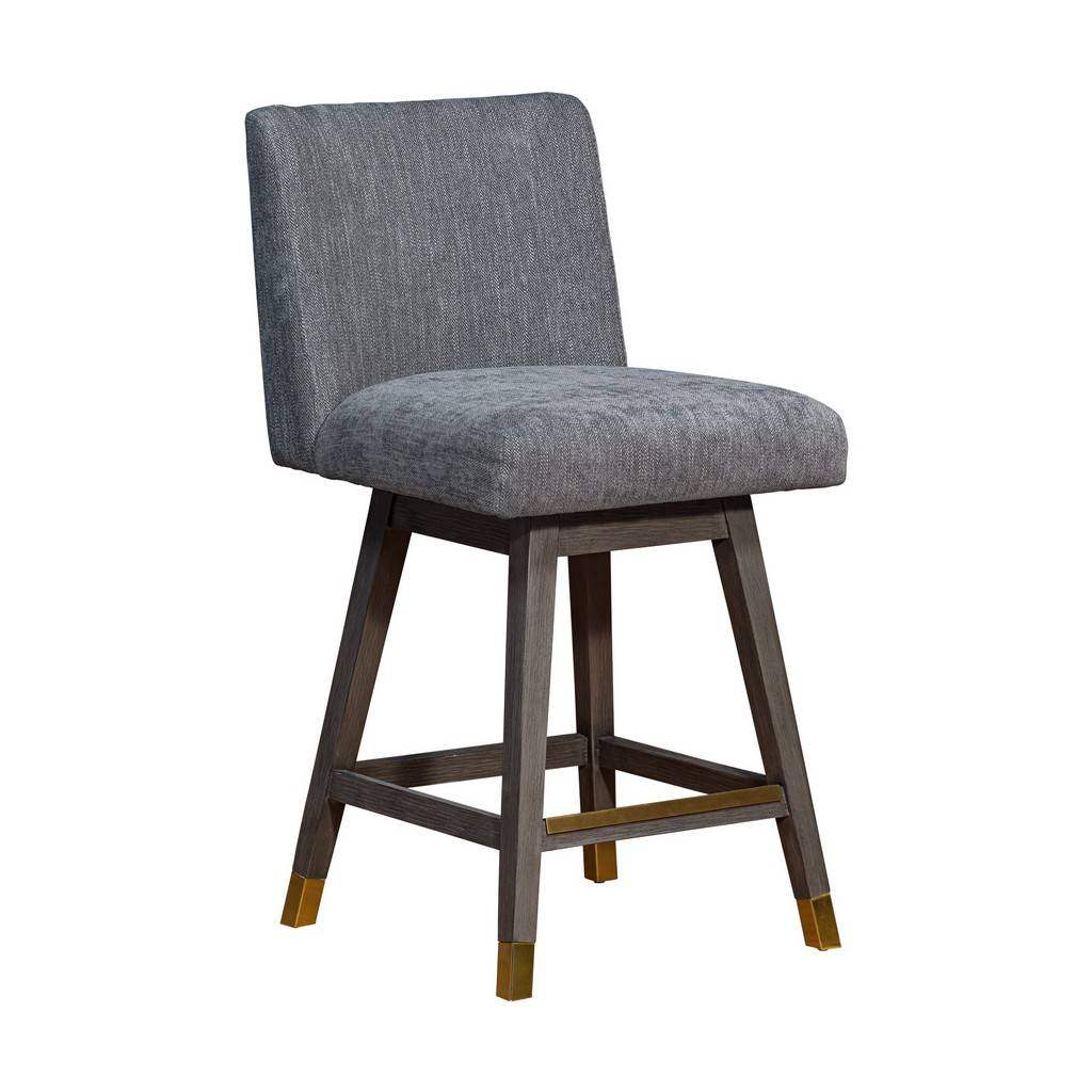 26" Gray And Black Solid Wood Swivel Counter Height Bar Chair - Homeroots - Flyclothing LLC