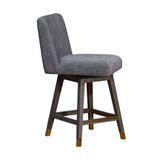 26" Gray And Black Solid Wood Swivel Counter Height Bar Chair - Homeroots - Flyclothing LLC