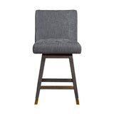 26" Gray And Black Solid Wood Swivel Counter Height Bar Chair - Homeroots - Flyclothing LLC