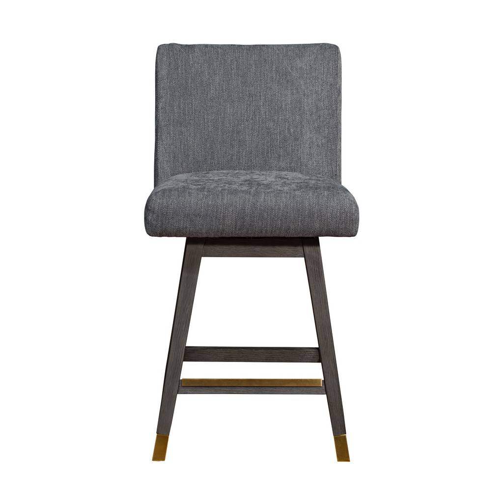 26" Gray And Black Solid Wood Swivel Counter Height Bar Chair - Homeroots - Flyclothing LLC