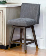 26" Gray And Black Solid Wood Swivel Counter Height Bar Chair - Homeroots - Flyclothing LLC