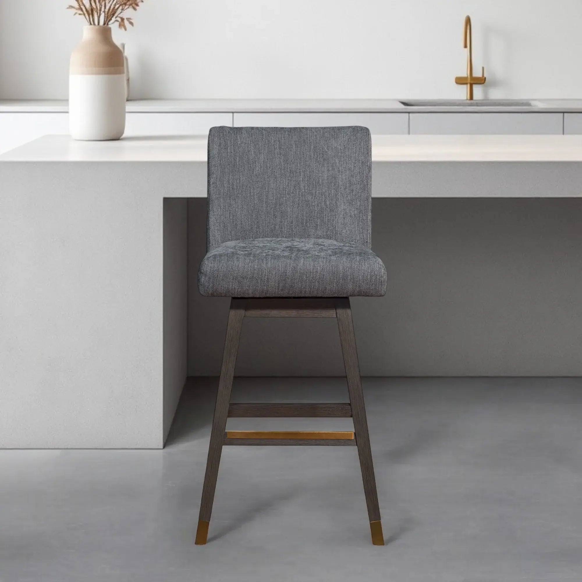 30" Solid Wood Swivel Bar Height Bar Chair - Homeroots - Flyclothing LLC
