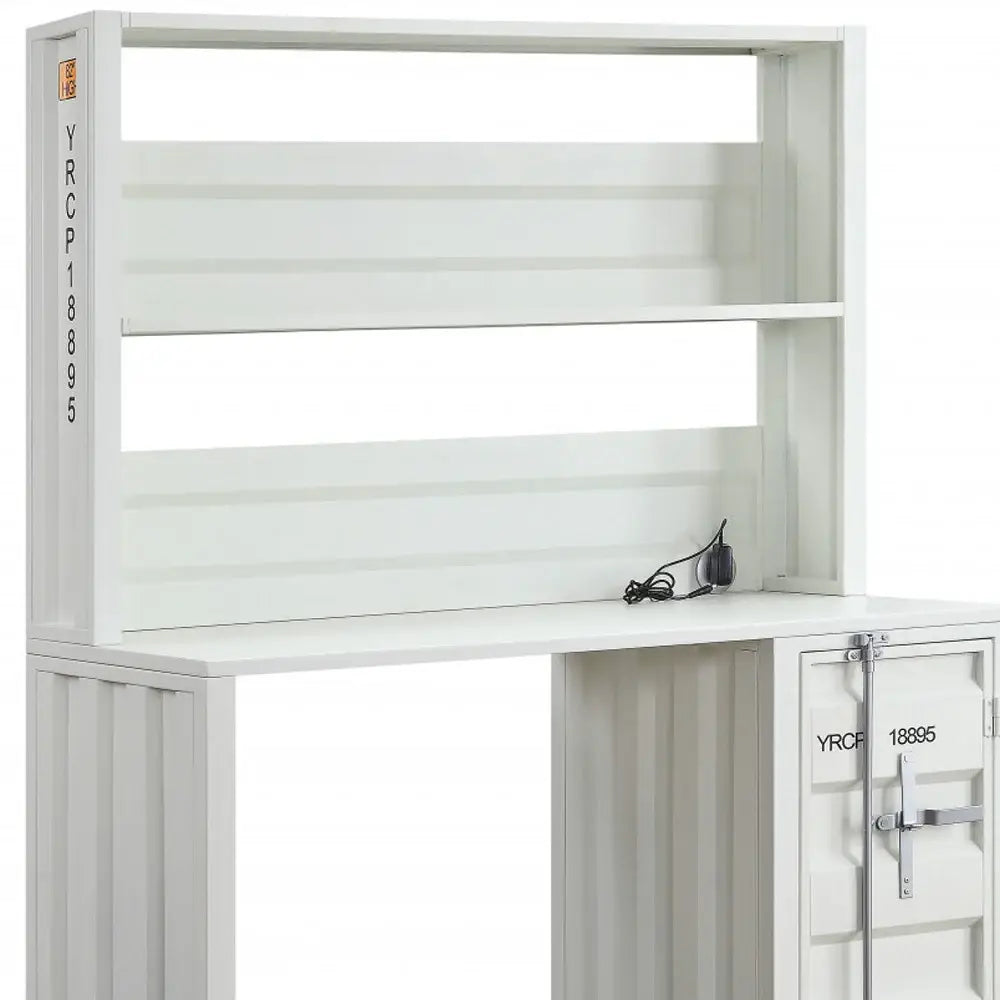 47" White Metal Writing Desk - Homeroots - Flyclothing LLC