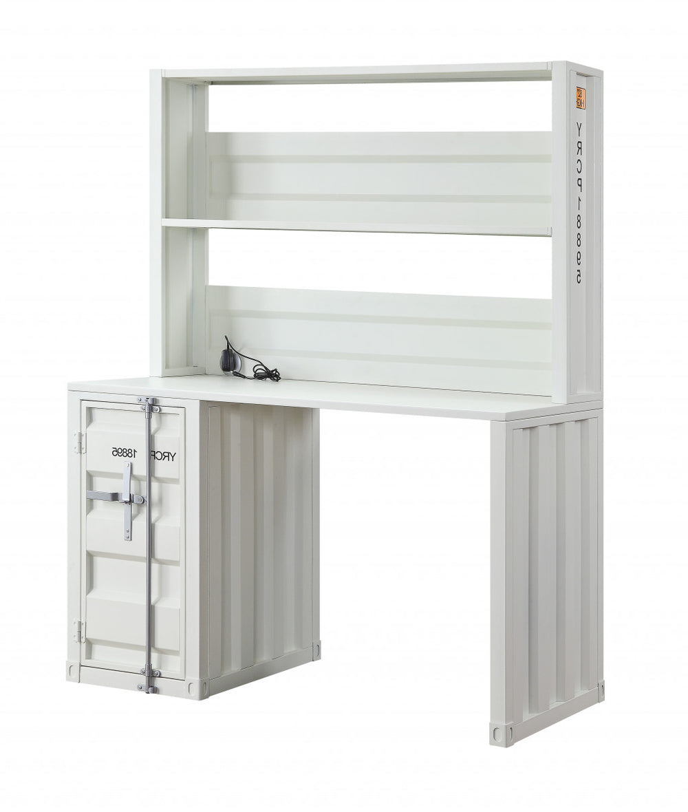 47" White Metal Writing Desk - Homeroots - Flyclothing LLC