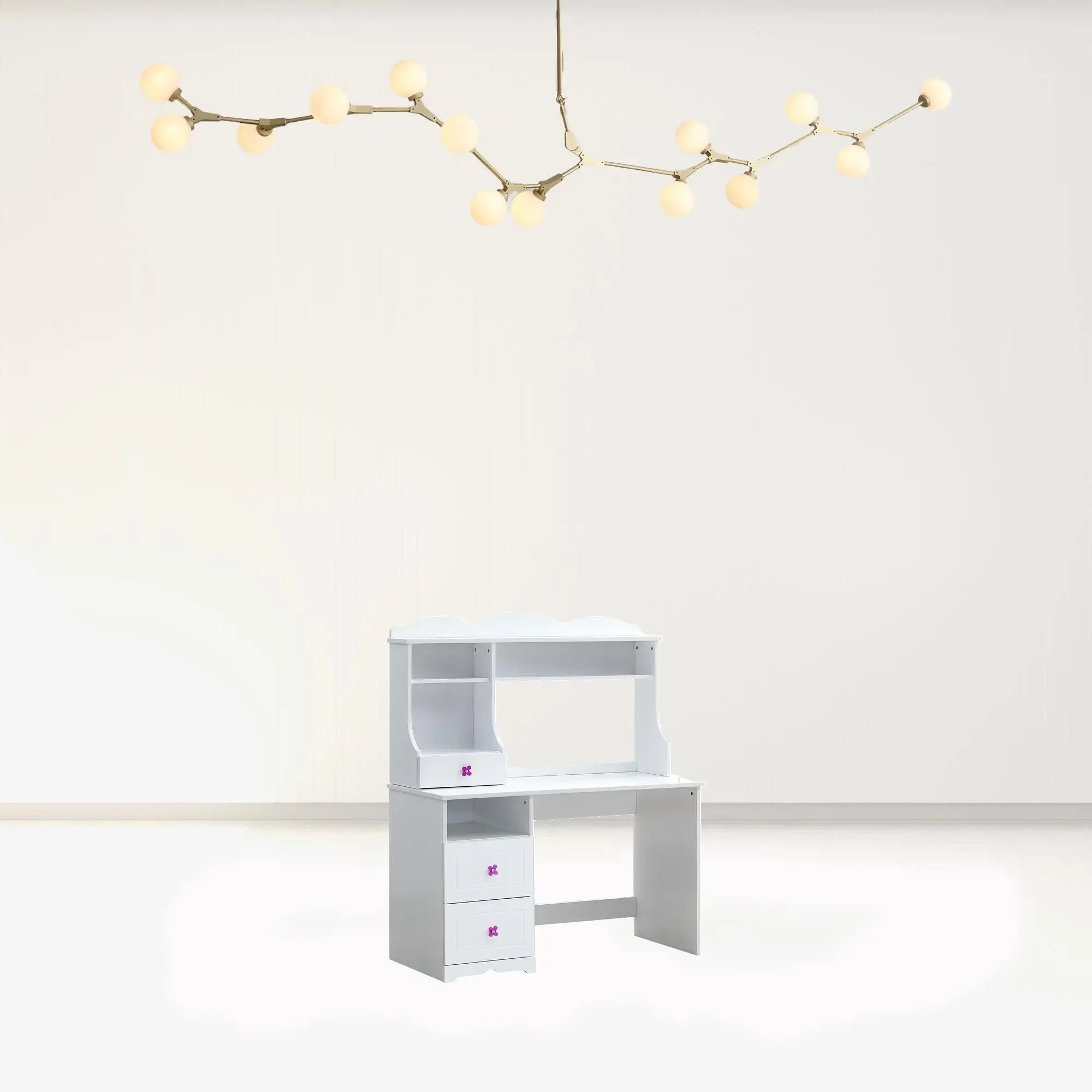 47" White Wood Writing Desk With Two Drawers - Homeroots - Flyclothing LLC