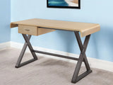 50" Gold and Black Aluminum Writing Desk - Homeroots - Flyclothing LLC