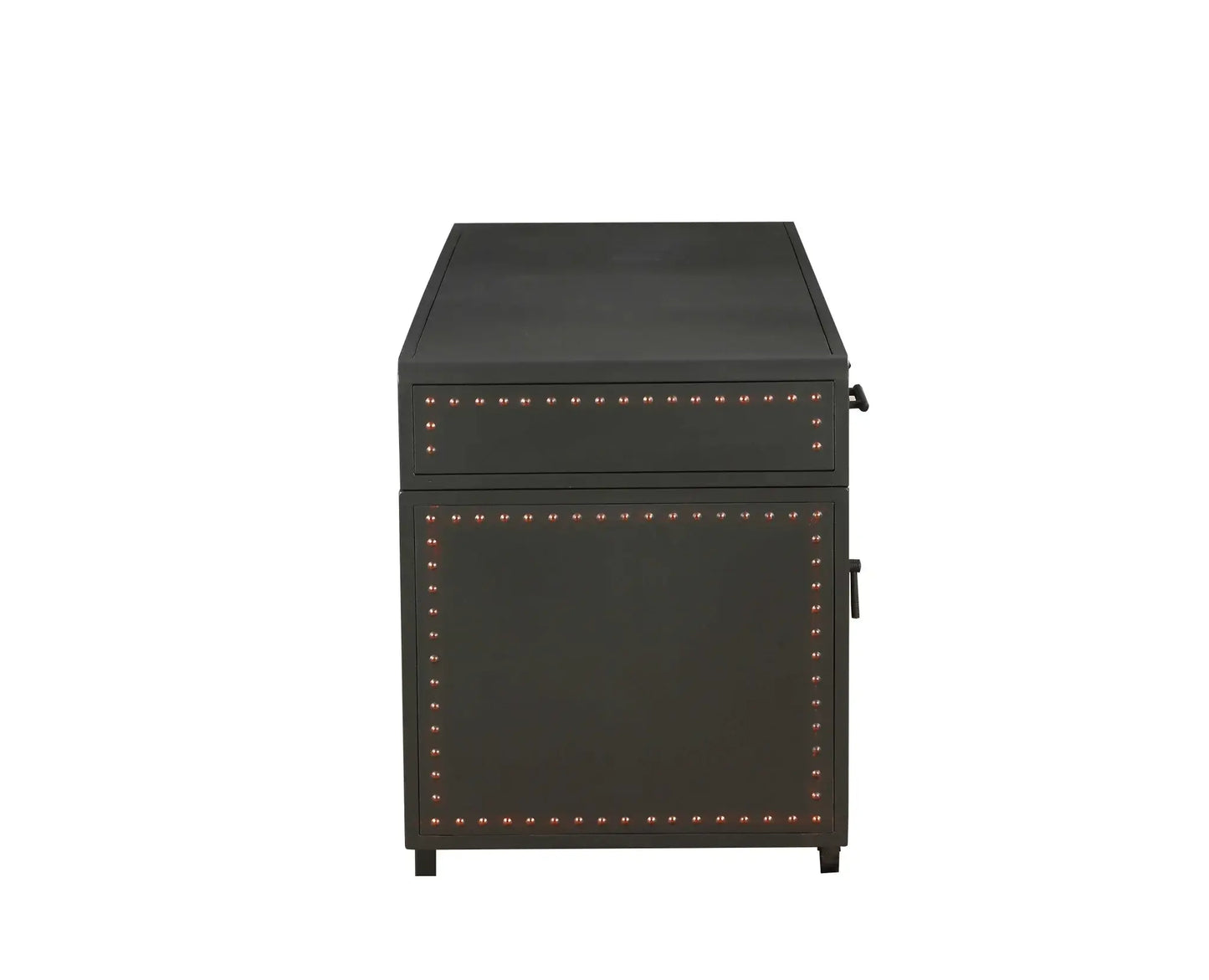 63" Gray Metal Executive Desk With Two Cabinets Three Drawers - Homeroots - Flyclothing LLC