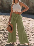 Tied Ruched Wide Leg Pants - Trendsi