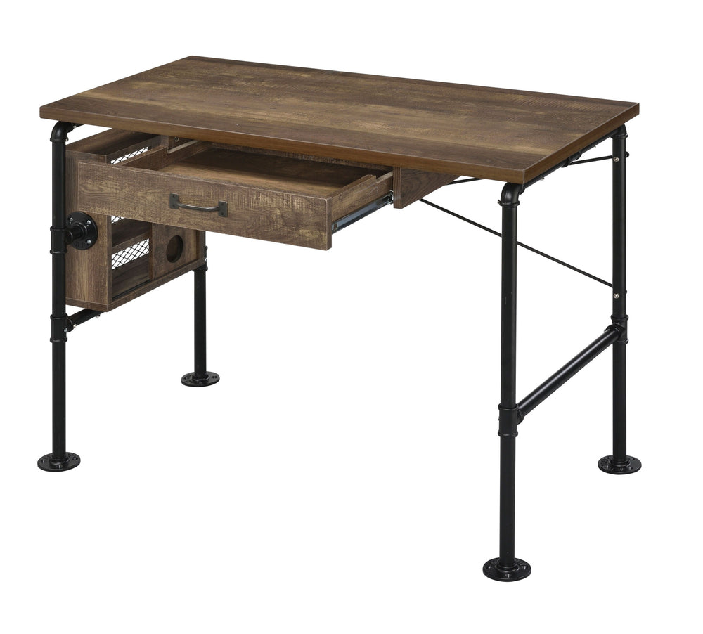 39" Brown and Black Writing Desk - Homeroots - Flyclothing LLC