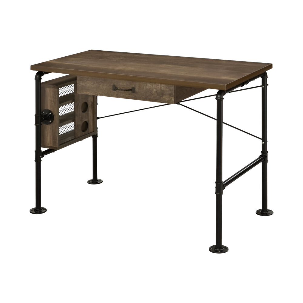 39" Brown and Black Writing Desk - Homeroots - Flyclothing LLC