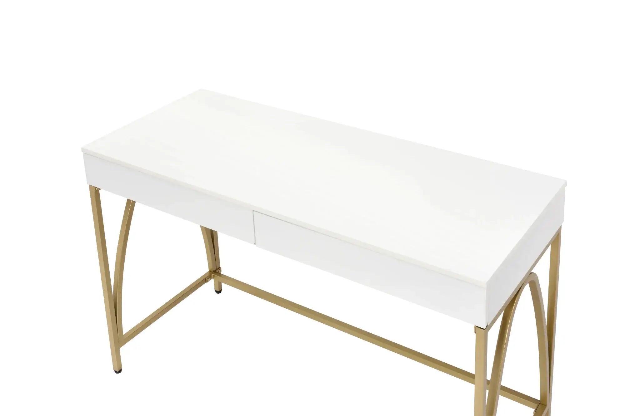 50" White and Gold Writing Desk With Two Drawers - Homeroots - Flyclothing LLC