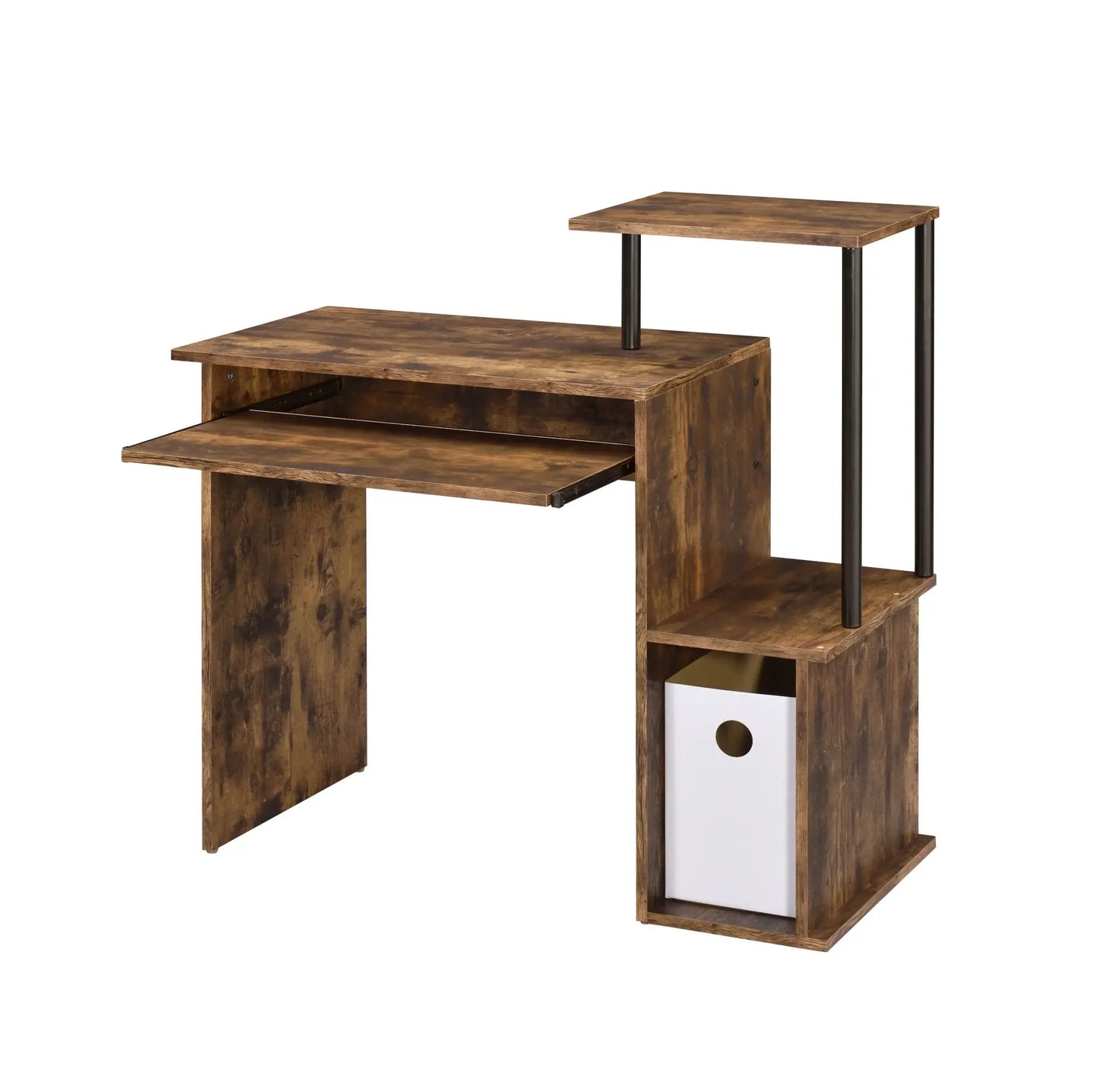 37" Brown and Black Computer Desk - Homeroots - Flyclothing LLC