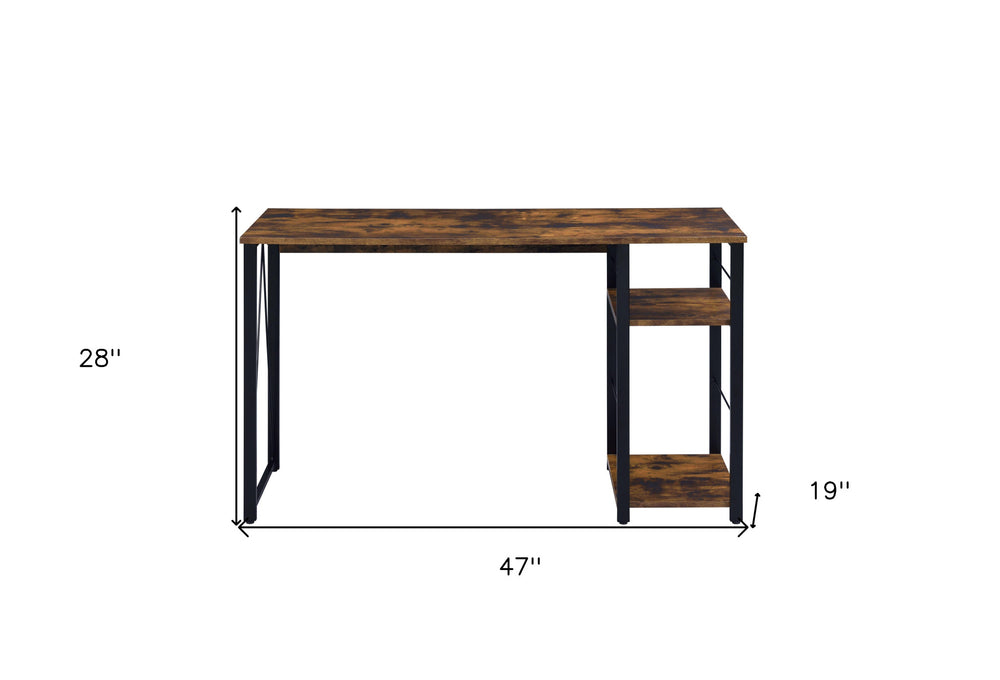47" Brown and Black Writing Desk - Homeroots - Flyclothing LLC