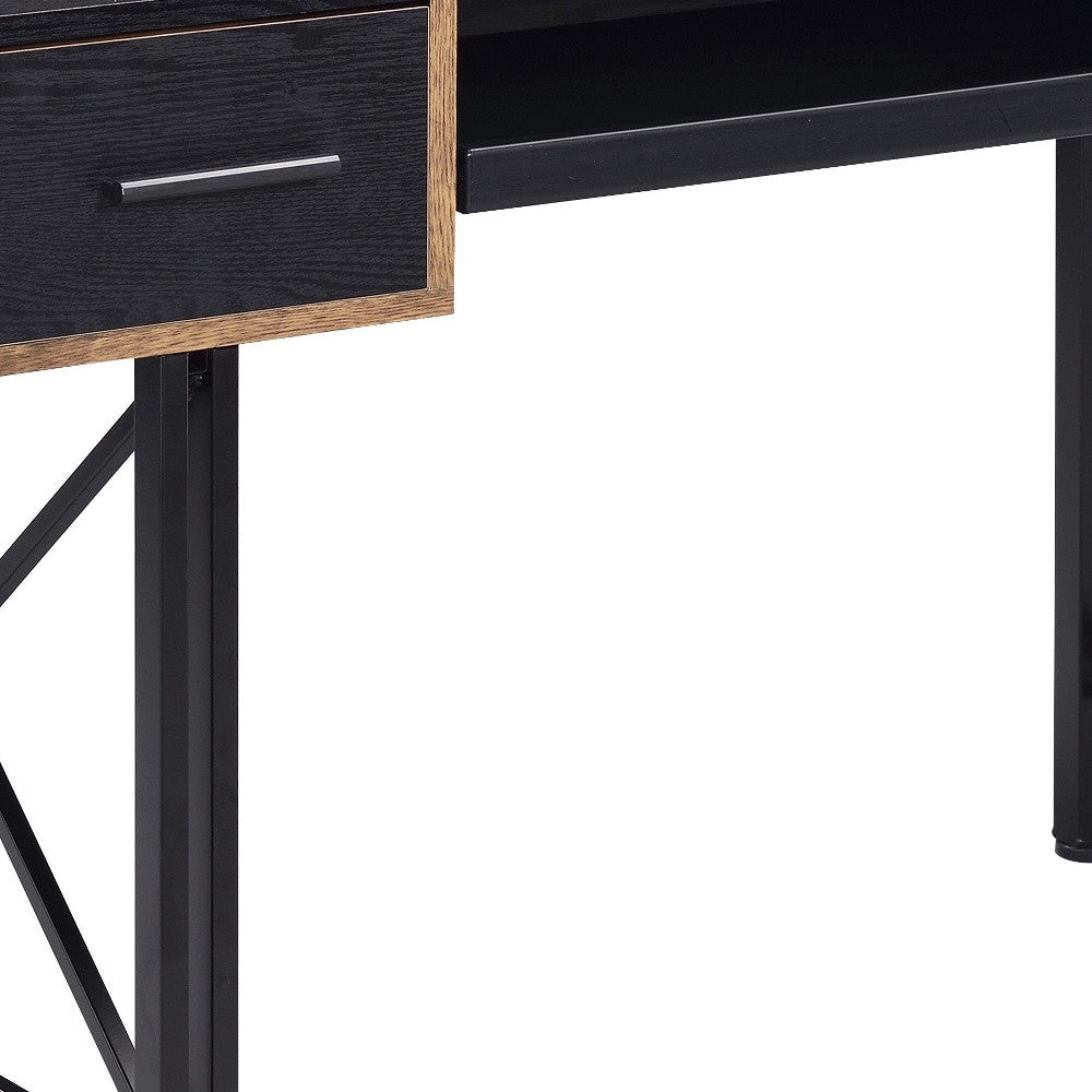 47" Black Computer Desk With Two Drawers - Homeroots - Flyclothing LLC